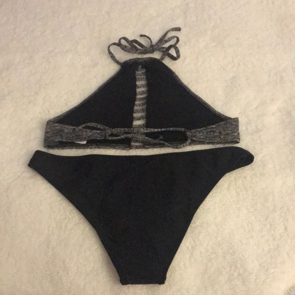 Color Block Lace Up Bikini Set - Picture 2 of 2